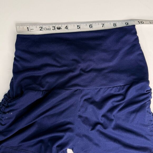 Kaneta Navy Blue High-Rise Ruched Workout Shorts with Side Ties – Size S - Picture 5 of 5